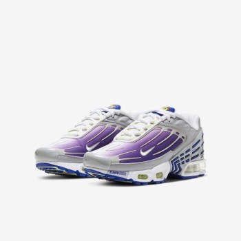 Nike Air Max Plus 3 - Nagyobb Gyerek Utcai Cipő - Világos Szürke/Lila/Kék